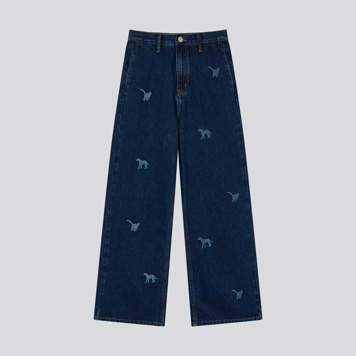 MoodLikeMe Laser-burned Cat and Dog Jeans