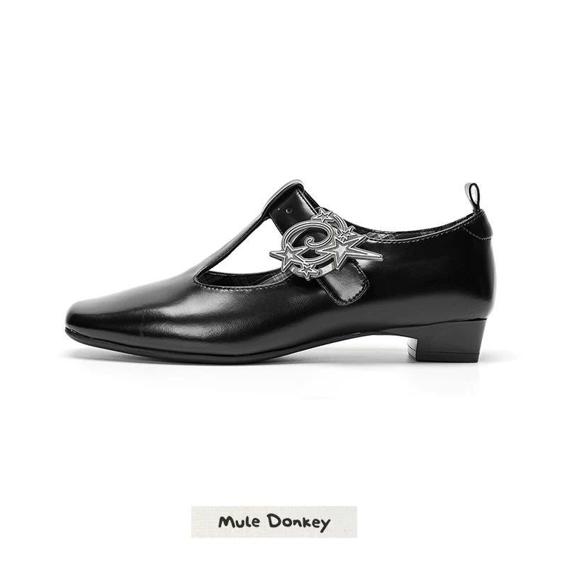 Donkey Thick Heel Square Head Light Mouth Single Shoes