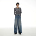 Imone Vintage Lace Double Waist Straight Wide Leg Pants Jeans