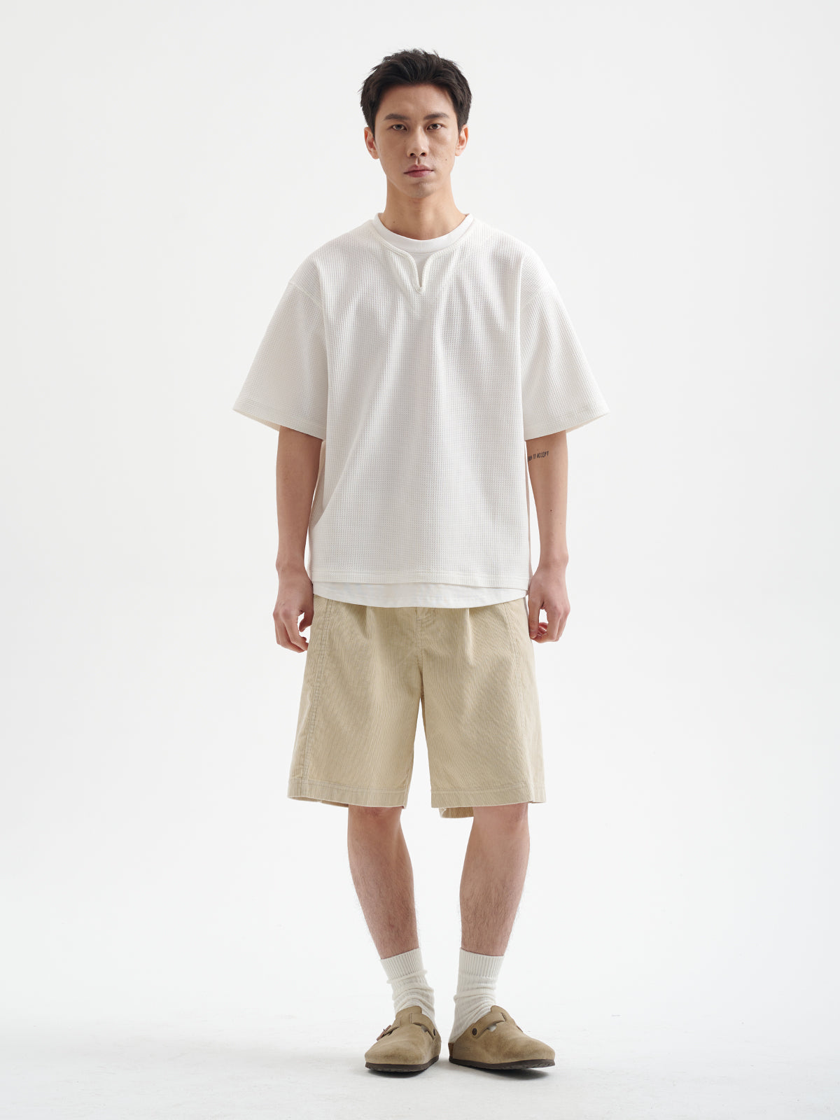 BUTTBILL 25SS Japanese retro 11-pit non-elastic corduroy Shorts