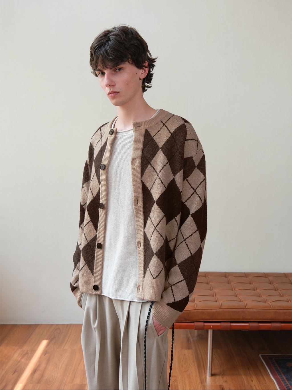Set for Life Retro Rhombus Checked Wool Casual Sweater