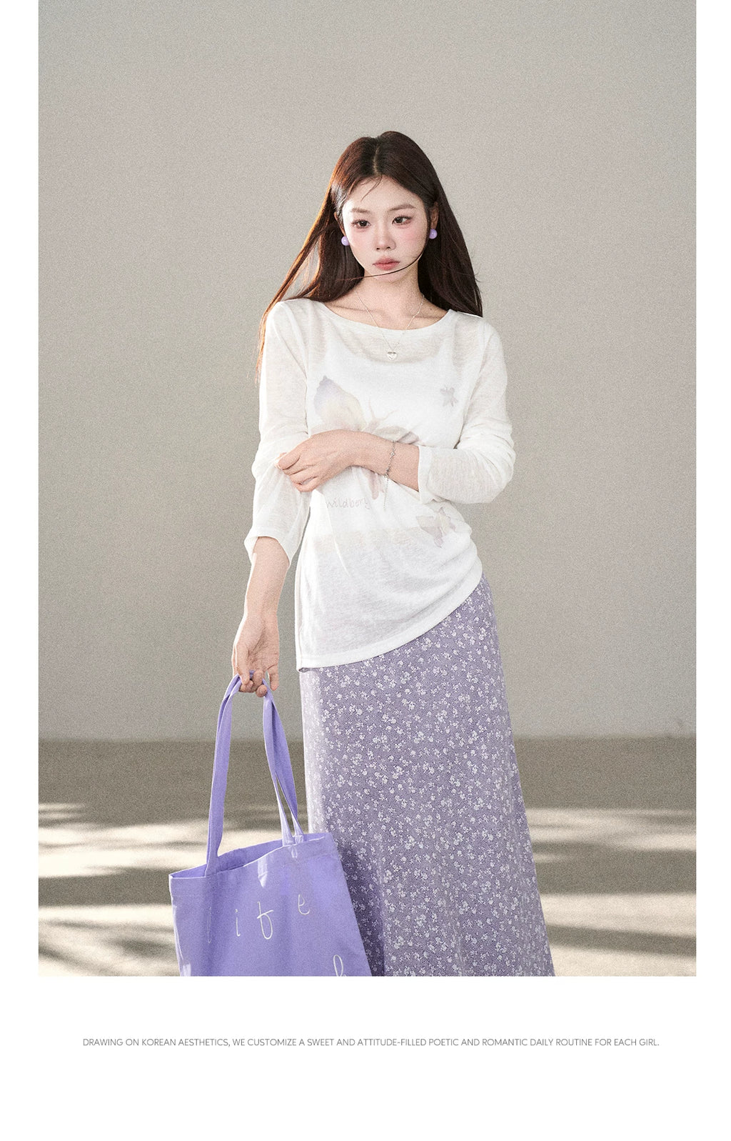 Wildberry Bow Printed Versatile Blouse Suspender Skirt Set