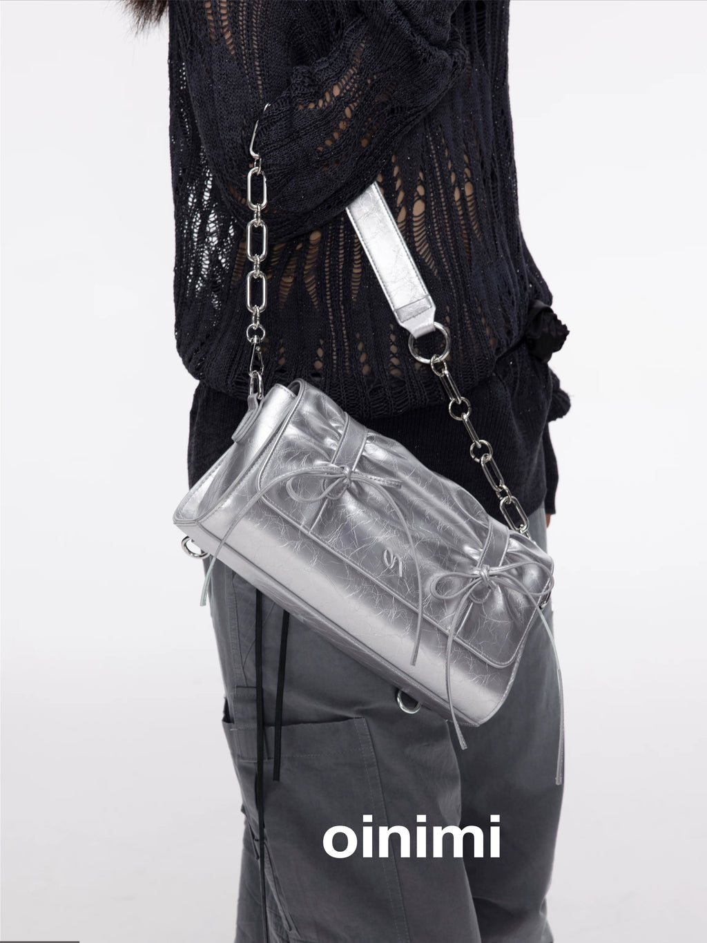 Oinimi Pleated Butterfly Rope Double Shoulder Underarm Oblique Span Bag