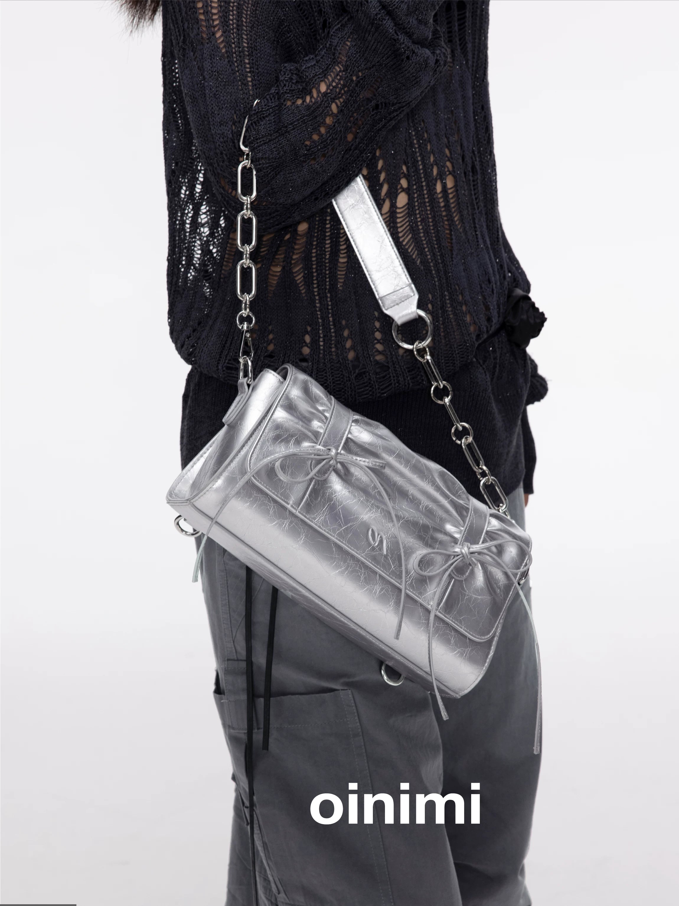 Oinimi Pleated Butterfly Rope Double Shoulder Underarm Oblique Span Bag