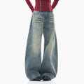 Zuocisankon Retro Tie-dye Straight Jeans