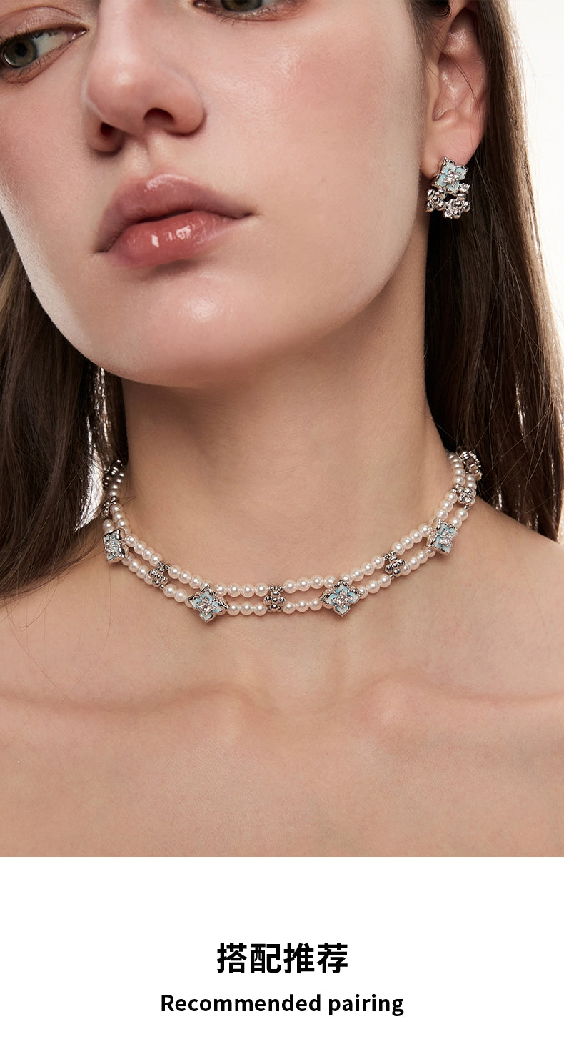 BULUBULU Flower Double Pearl Necklace