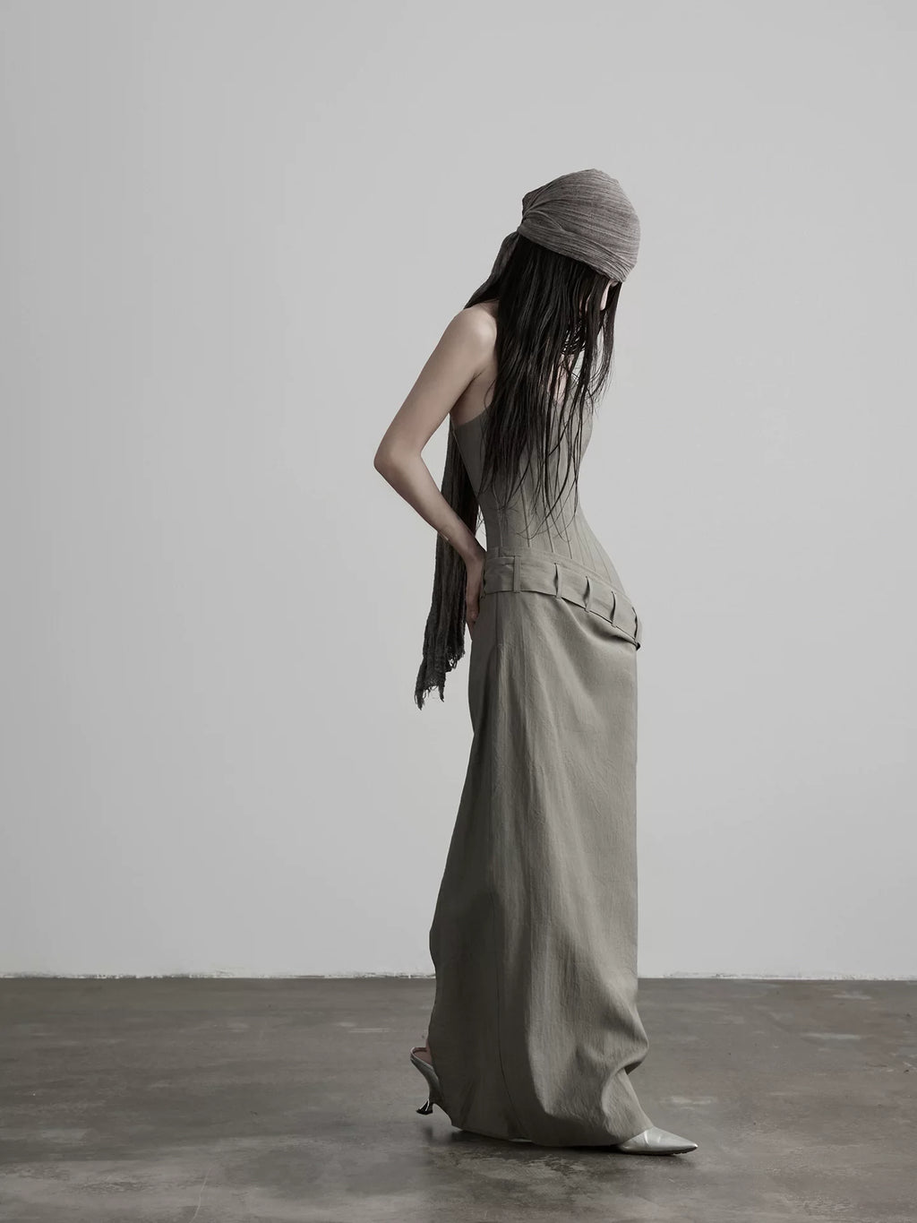 INDULGE Strap Waist Tube Top Drape Long Skirt