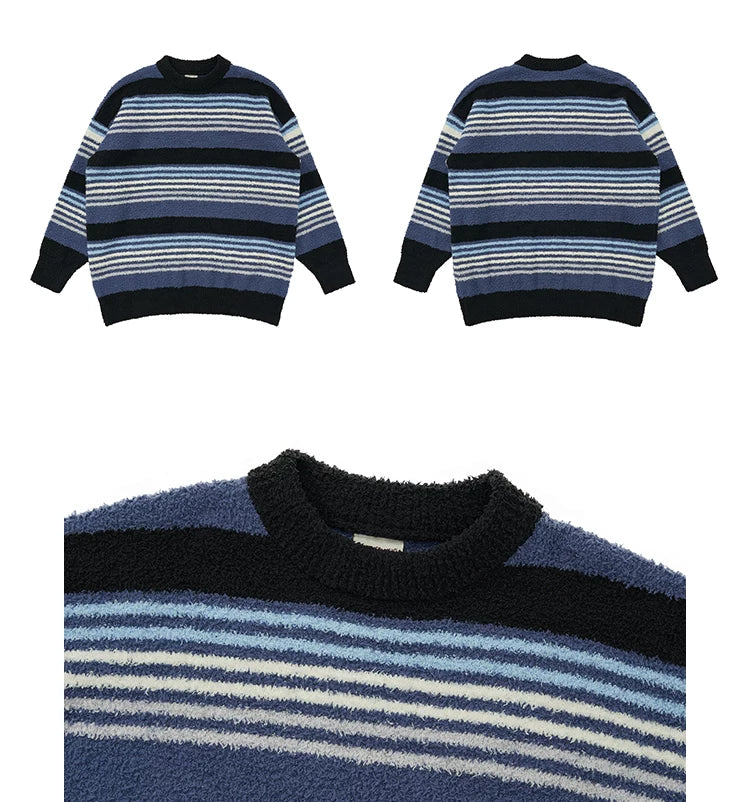 Mentmate Vintage Soft Waxy Contrast Striped Sweater