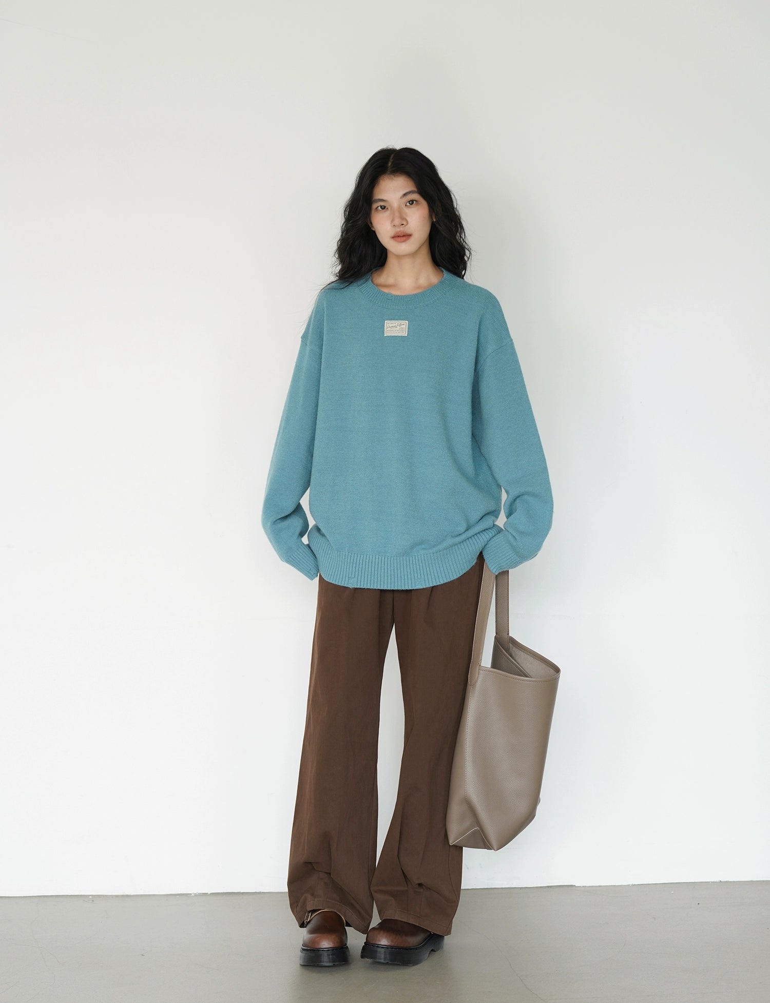 EIGHTHMONTH Lazy Style Crew Neck Pullover Loose Knitted Sweater