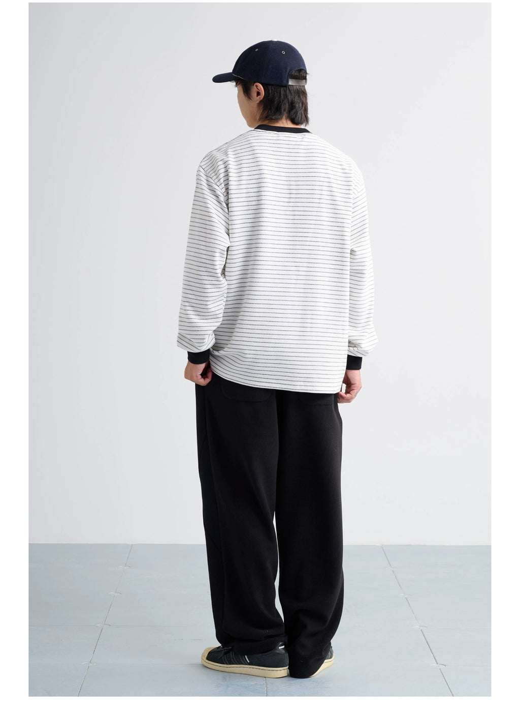 NUMBERSALT Casual Vintage Trend Loose Striped Long Sleeve