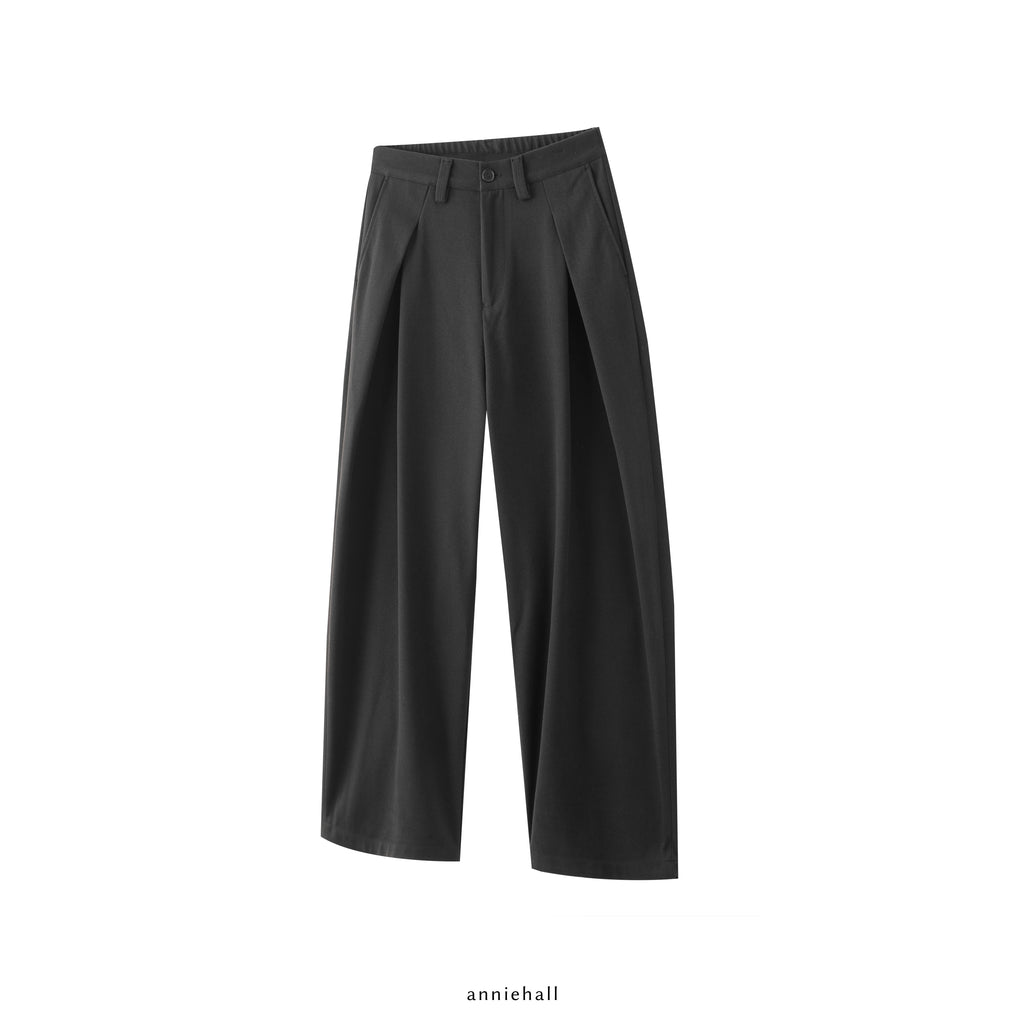 Anniehall Loose Woolen Straight Fleece Thickened Trousers