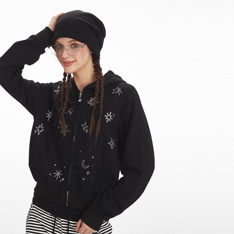 Nariele Hot Diamond Cardigan Zip Hooded Sweater