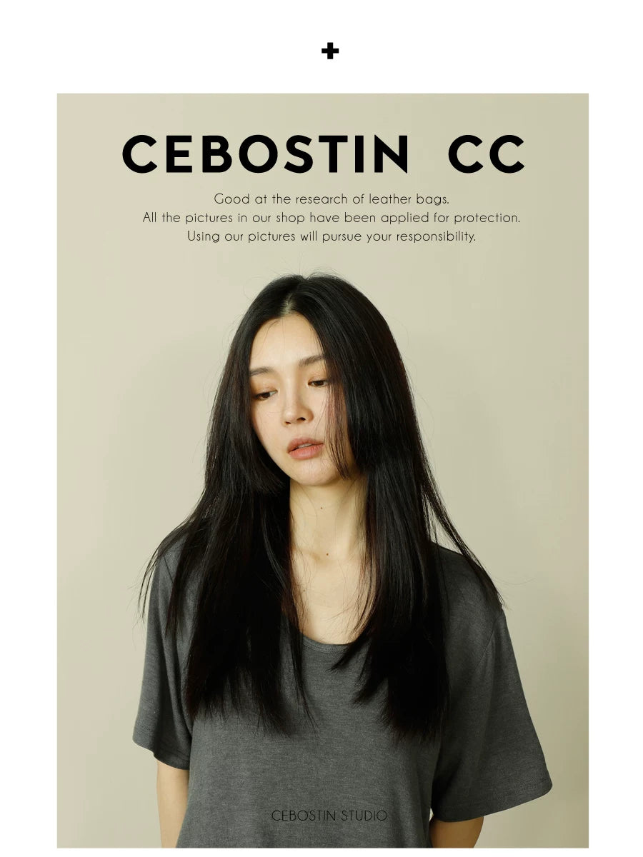Cebostin Lazy Wind Round Neck Loose Casual Versatile Tee