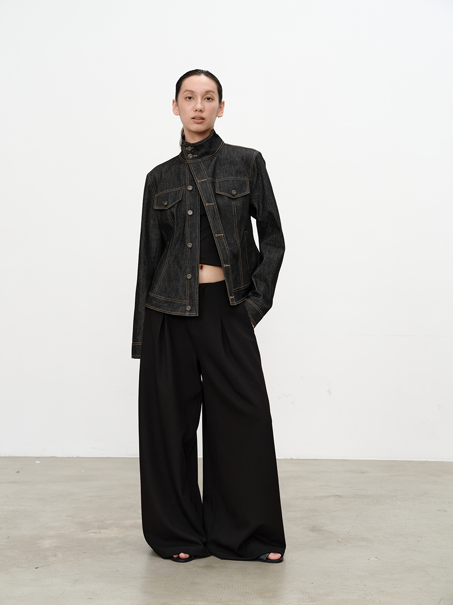JCAESAR Diagonal Placket Waist Original Cow Jacket