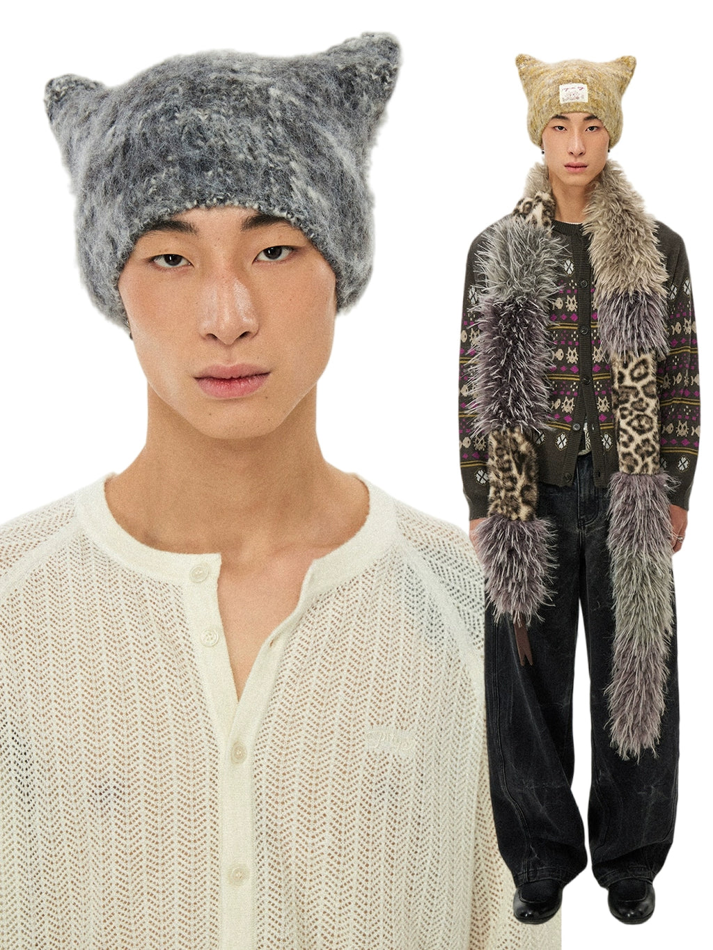 PHYS Natural Gradual Change Smart Cute Wool Cat Ear Hat