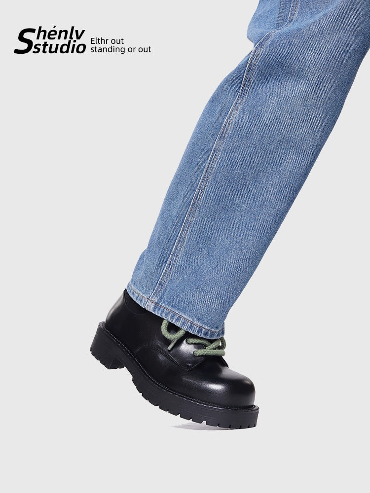 SHENLV STUDIO Contrast color hemp rope derby shoes