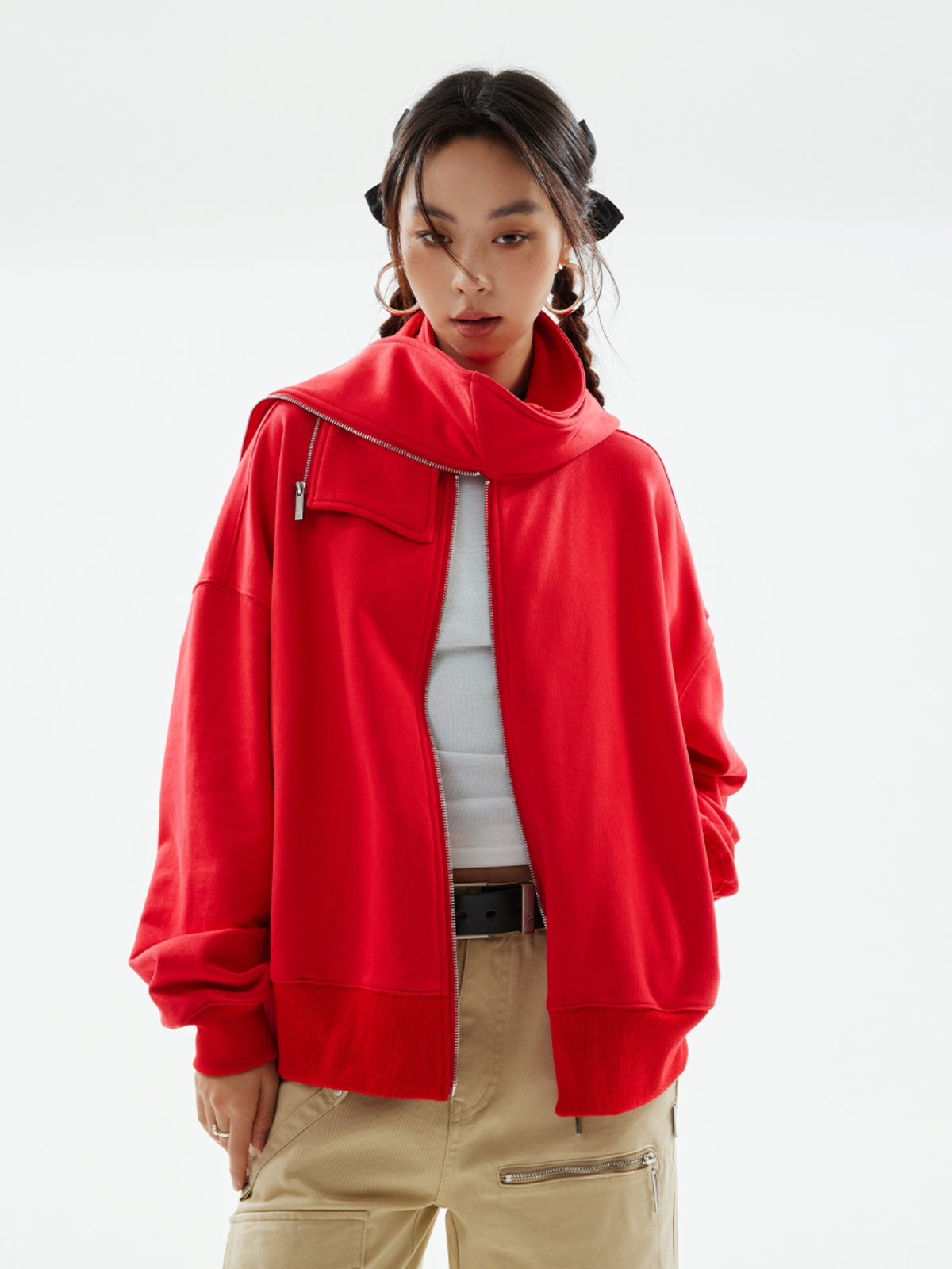 FUNKYFUN Zip-up Hooded Cardigan Jacket