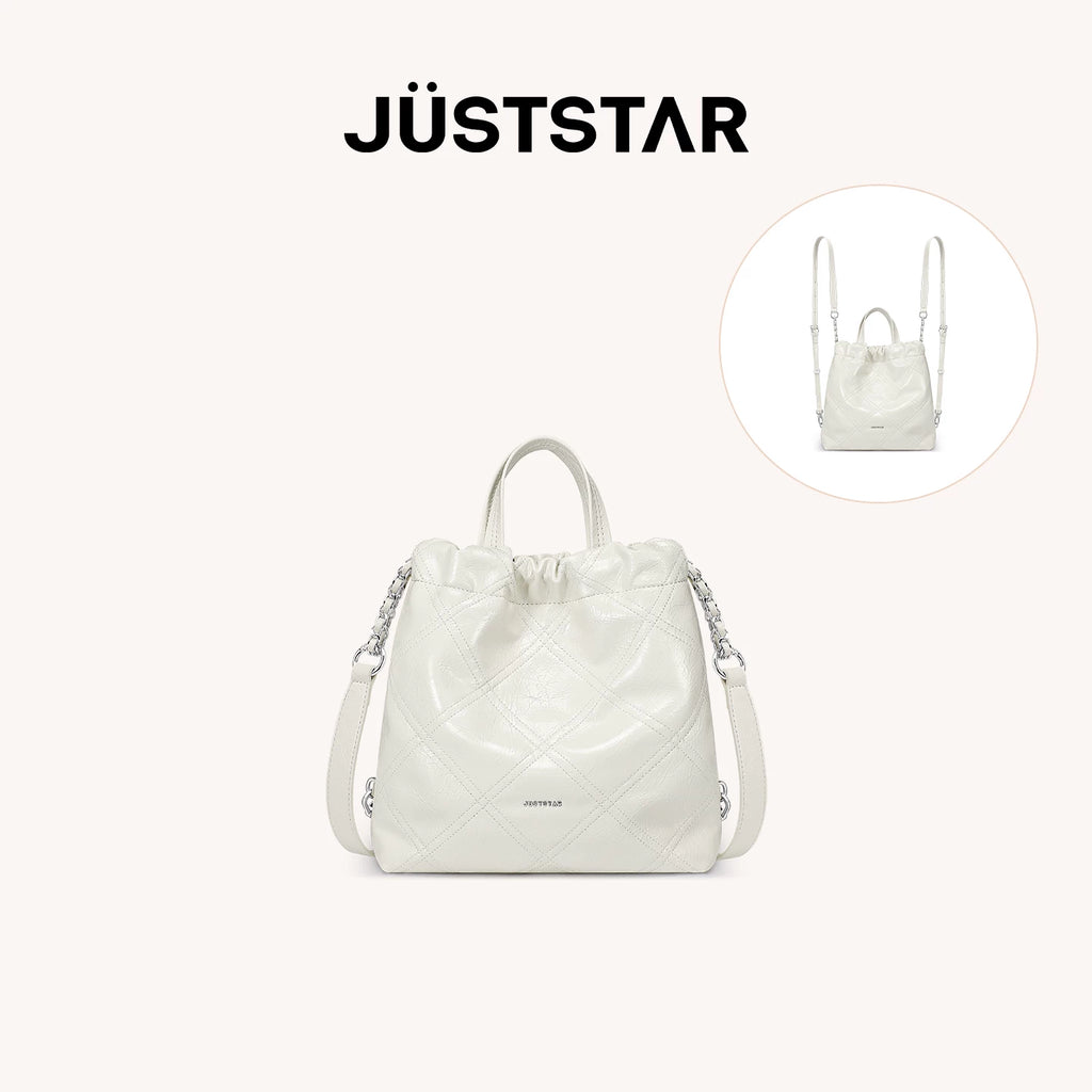 JUST STAR Rhombus Dual-purpose Double Shoulder Large-capacity Tote Bag