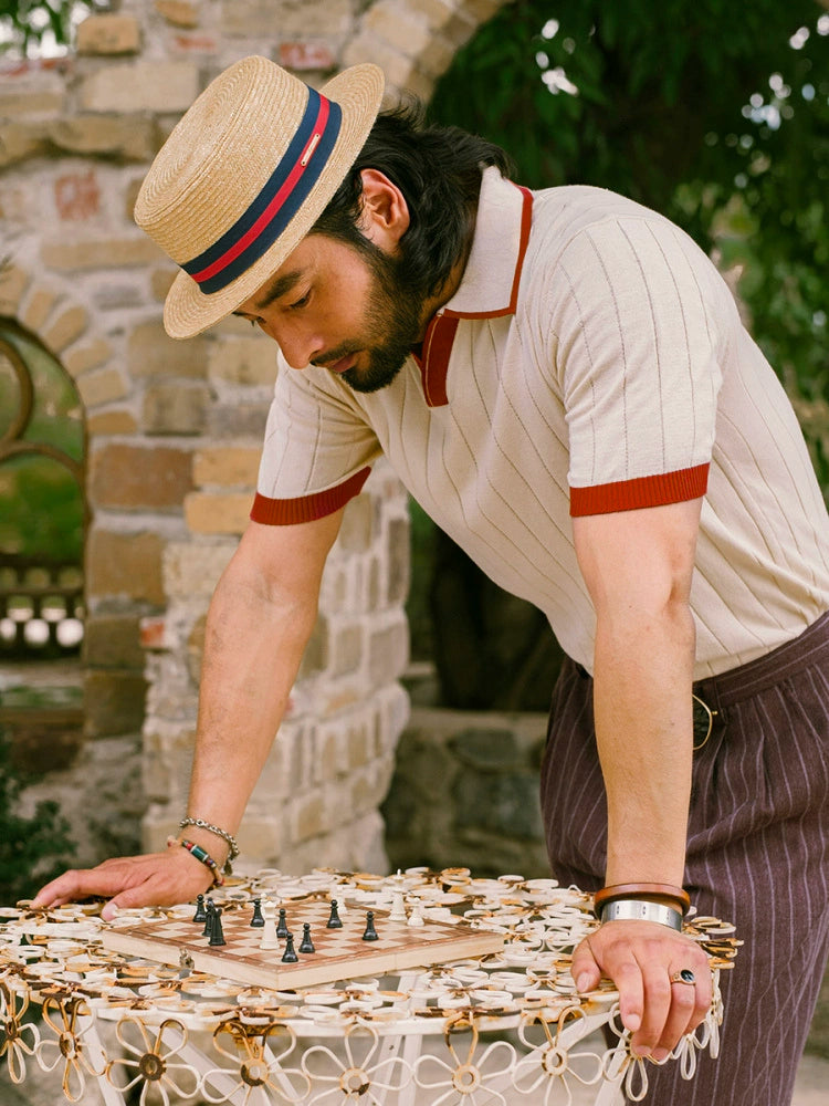SOARIN Striped Gentleman Lapel Tee
