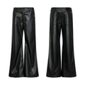 FUNKYFUN Mid-low Waist Design Micro-flared Leather Pants