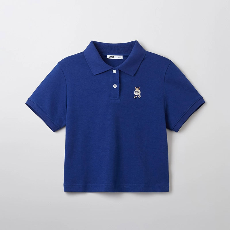 SPAO Women's Bear Woodie Lapel Short T-shirt SPHWF24G50