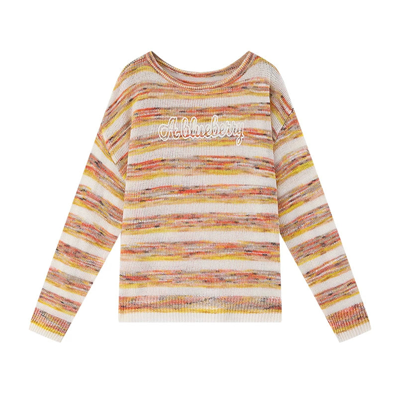 Ablueberry Gradual Change Contrasting Striped Sweater