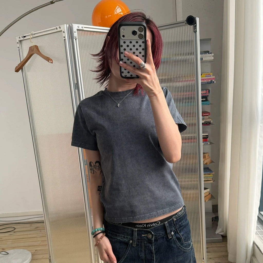 MMBBT Shoulder Short Versatile Casual Round Neck Tee