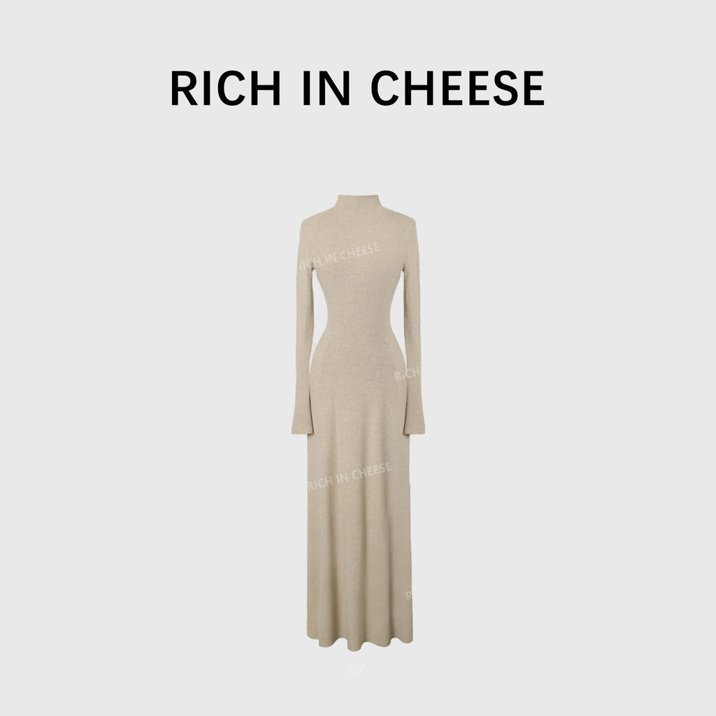 RICH IN CHEESE Knitted Waist Slim Dress