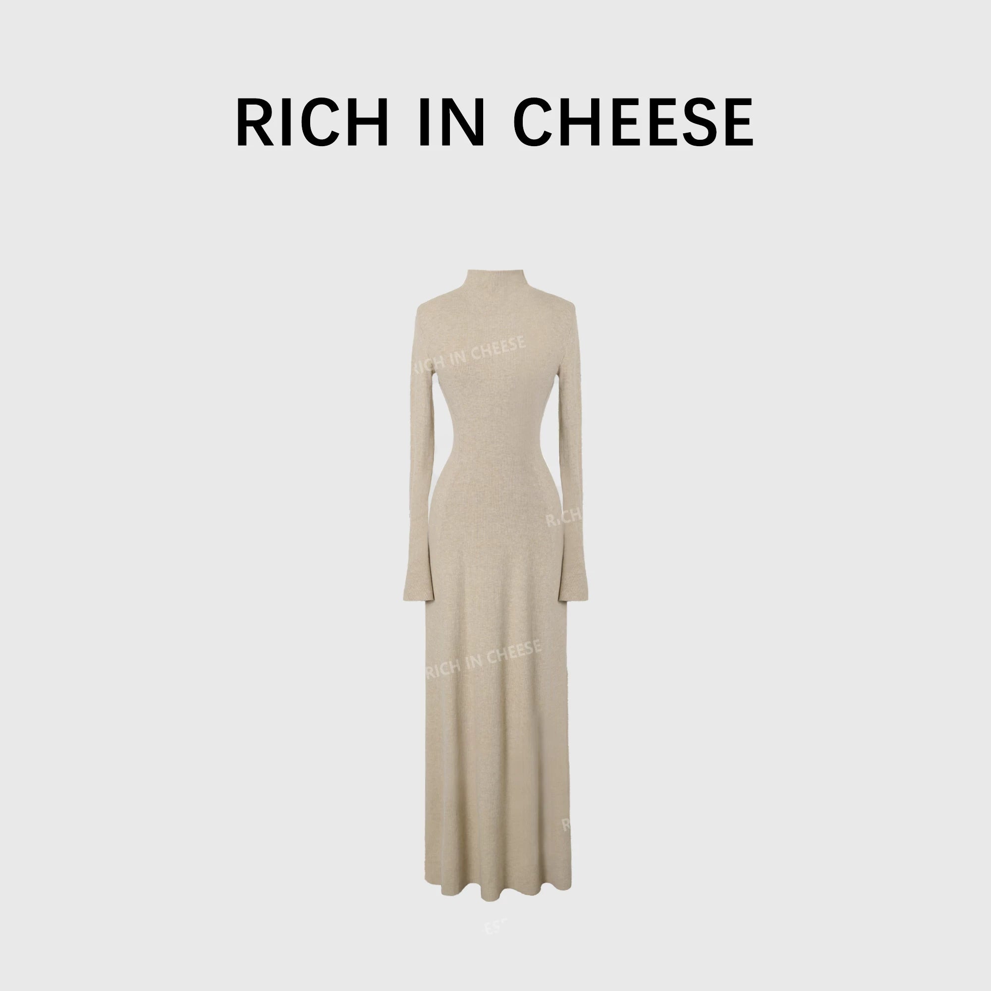 RICH IN CHEESE Knitted Waist Slim Dress