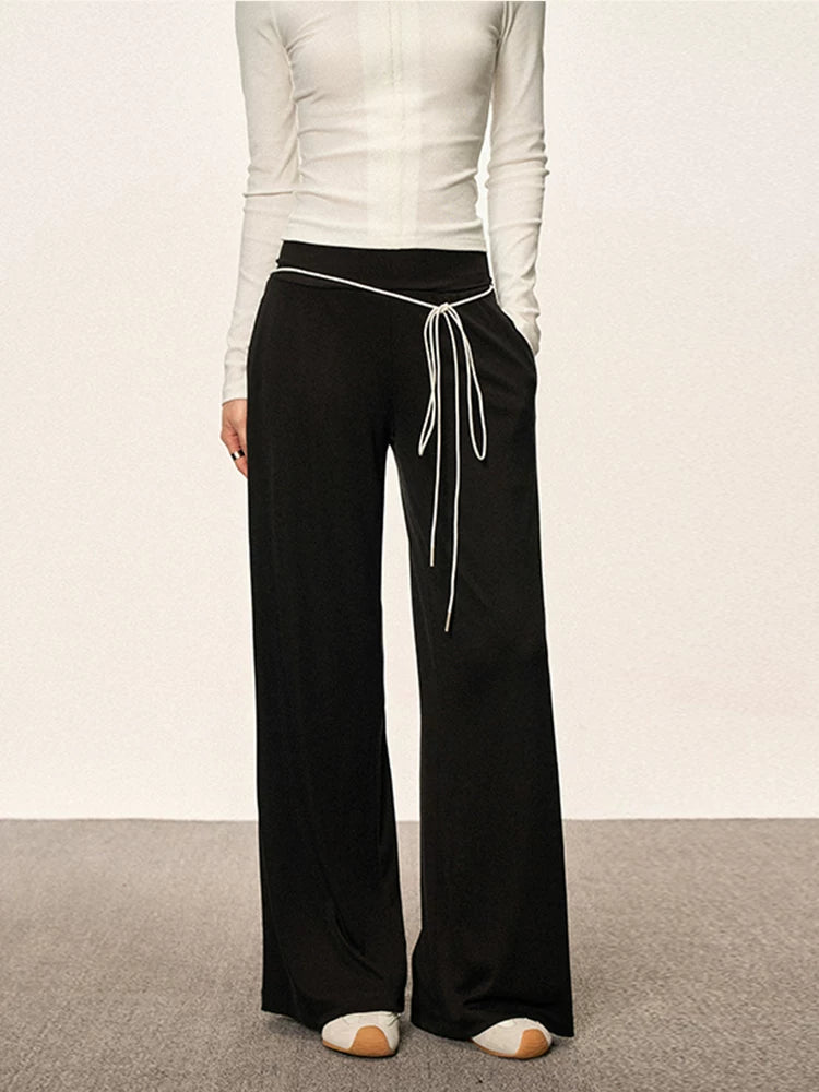 Cherry Melody High Waist Slim Wide Leg Straight Pants