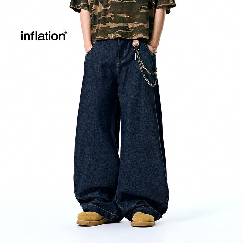 Inflation Silhouette Washed Denim Scimitar Pants