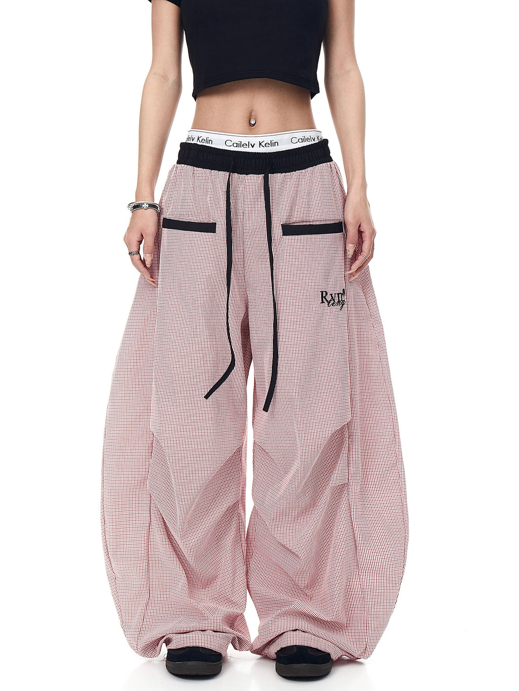 BLACKLISTS Contrast Striped Pleated Wide-leg Scimitar Pants