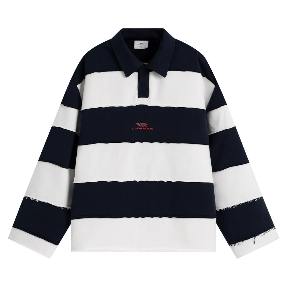 Loopsoon Two-tone Stitching Creative Polo Sweater