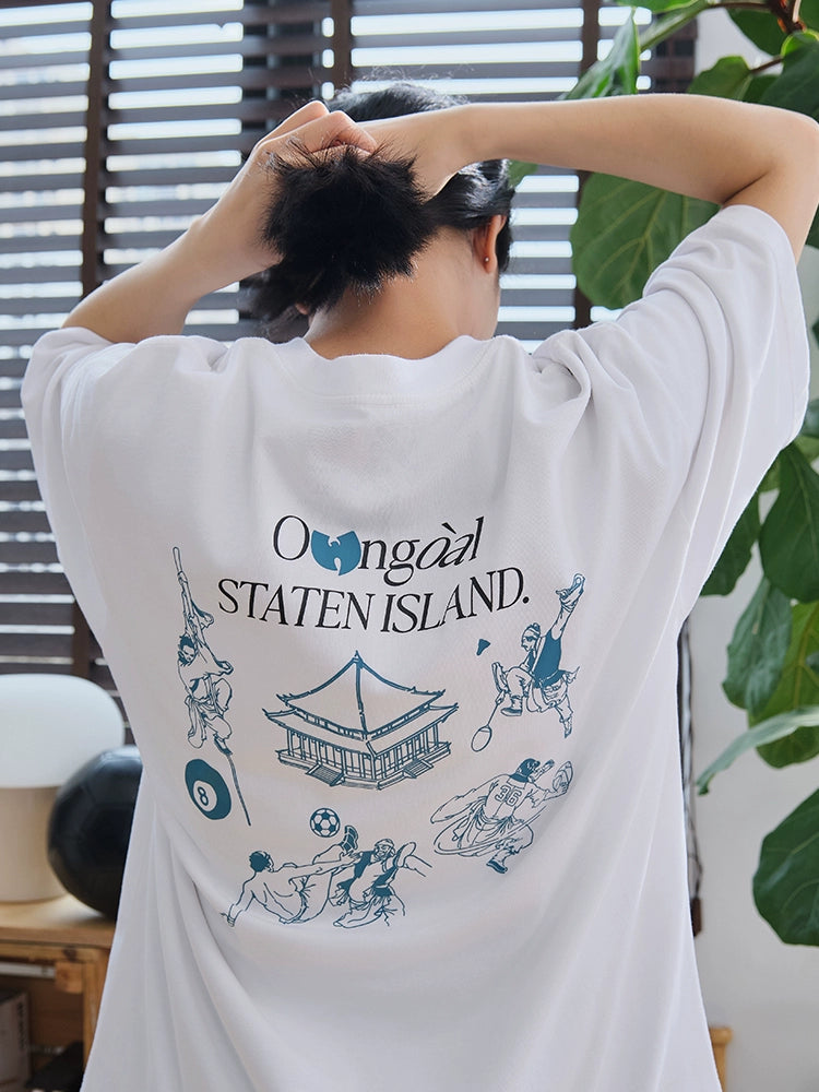 Battles Oolong Ball Shaolin Island Vintage Printing Loose Tee