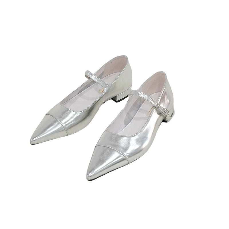 Mooreyu Wedge Heel Shallow Mouth One-word Buckle Mary Jane Shoes