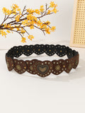 Intertek Ethnic Style Girl Love Splicing Rivet Retro Belt