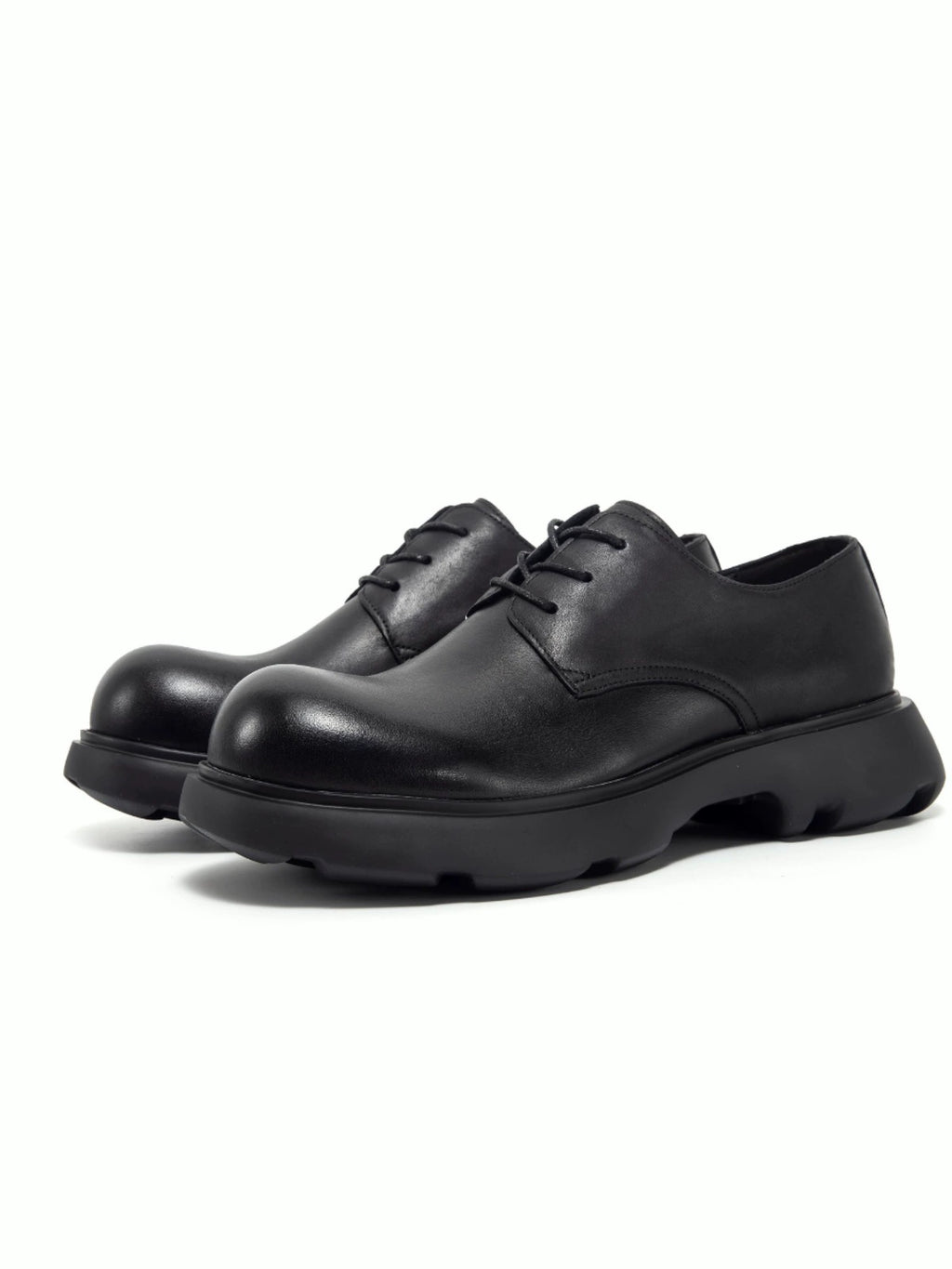 NO LOGO Round Head Mickey Derby Leather Shoes