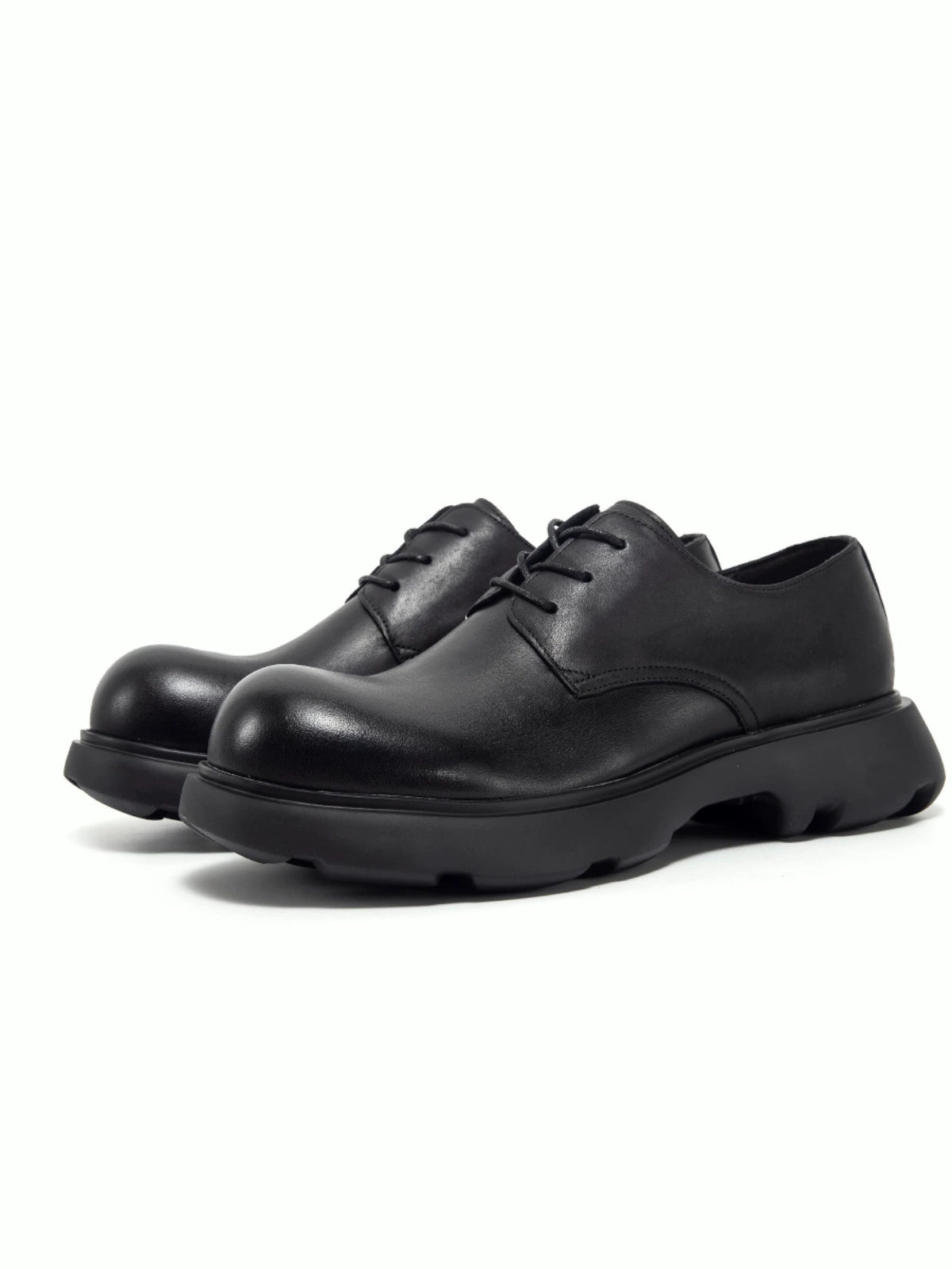 NO LOGO Round Head Mickey Derby Leather Shoes