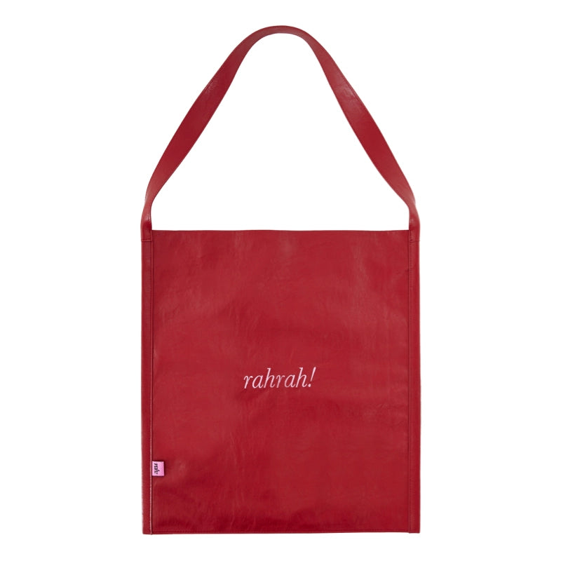 DirtySix "rahrah!" contrasting embroidery large-capacity soft leather tote bag