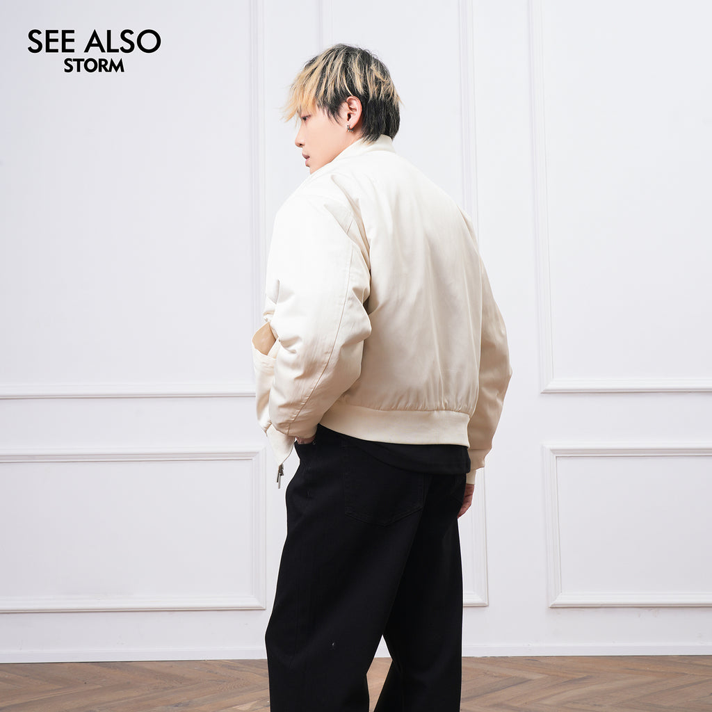 SEEALSO "Premiere feedback!" Mountain carving boxy flight jacket velvet autumn and winter jacket