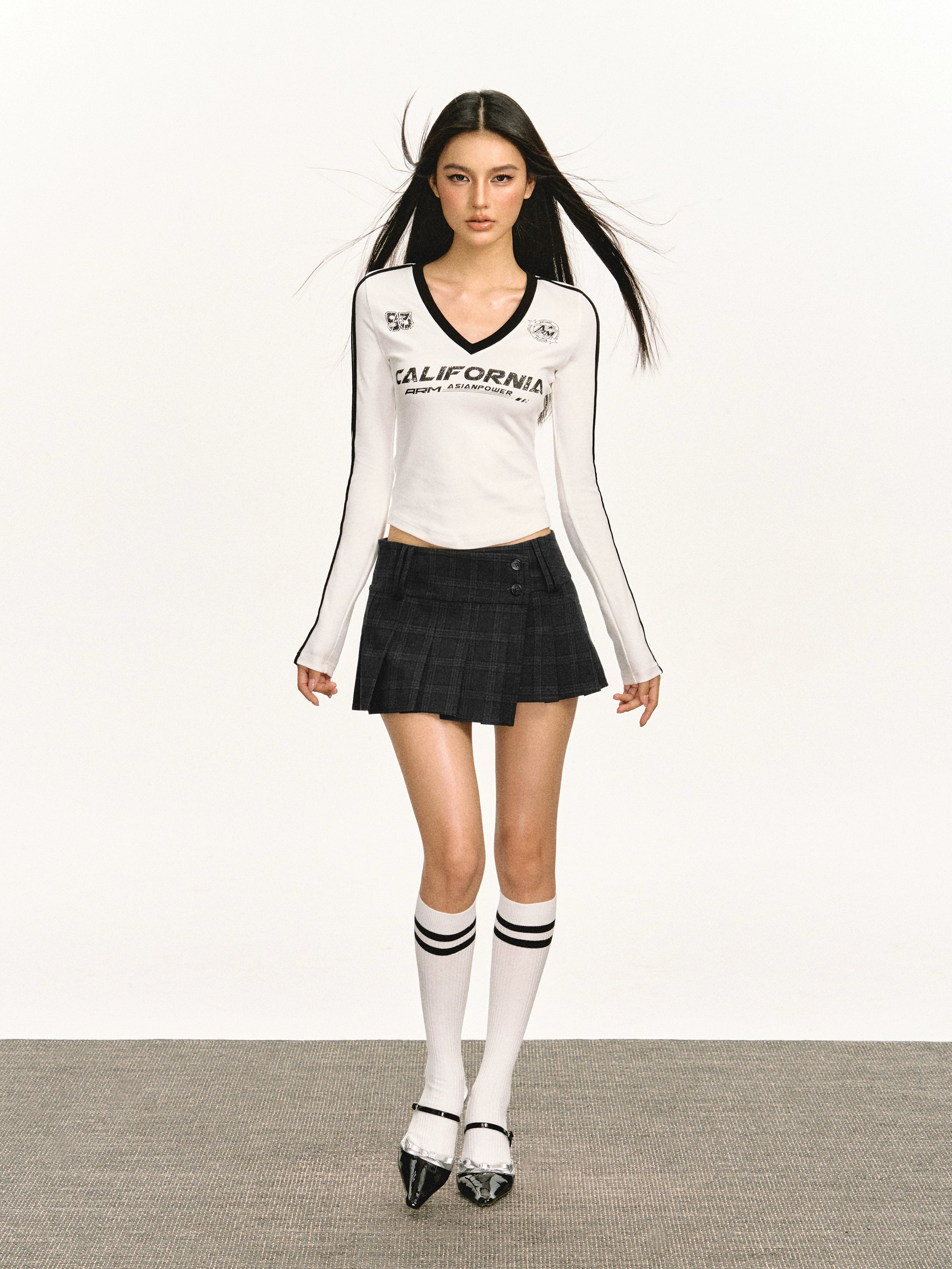 Ariseism Vintage Plaid Hip Wrap Low Waist Skirt