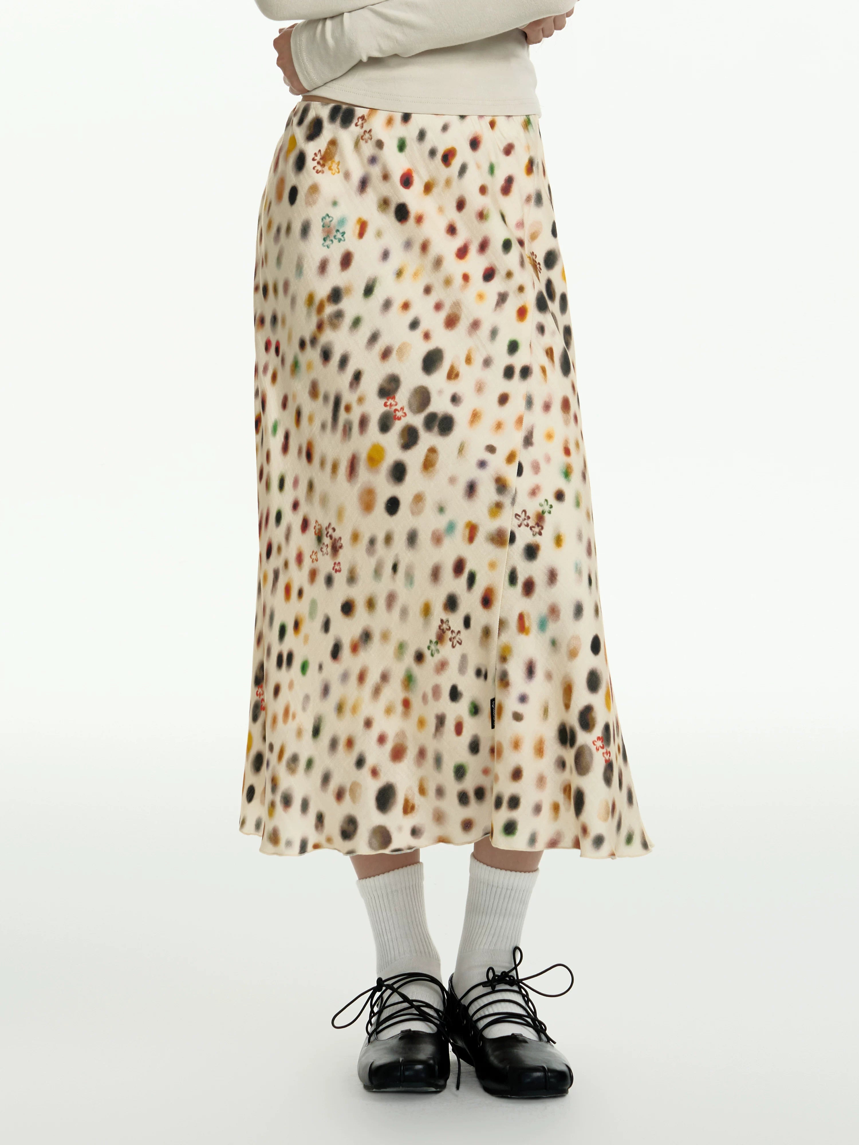 TGNS Spotted Floral Slimming Casual Skirt