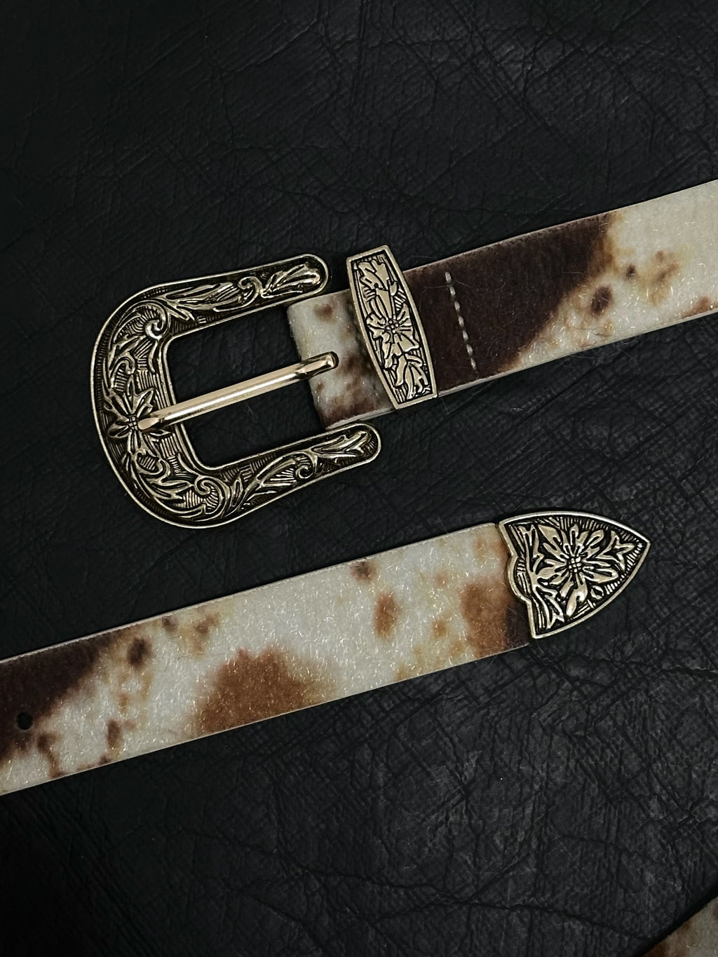 DPOL Design Beige Cow Pattern Belt