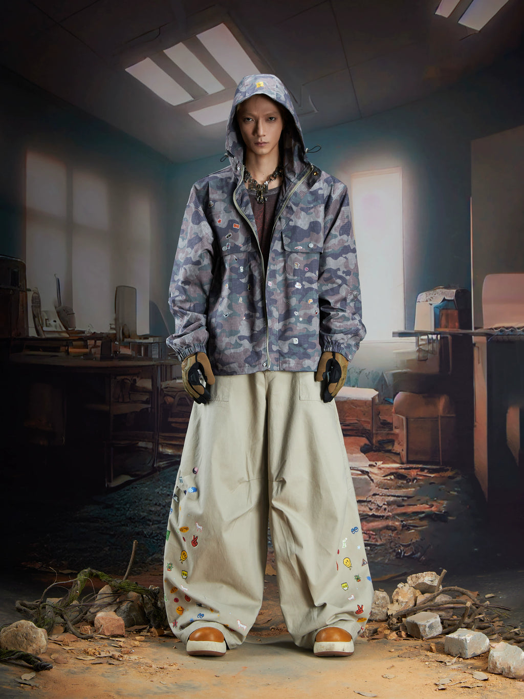 NOMANIAI Fun Print Jacket Camouflage Jacket