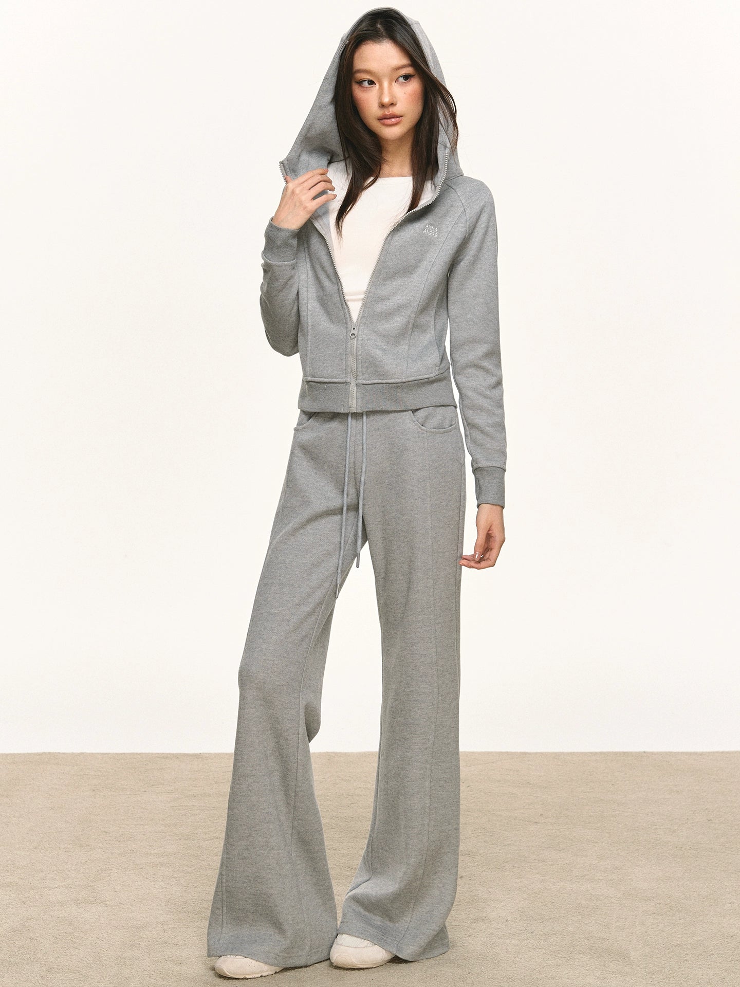 Anna Aneae Hooded Short Sweater Sports Two-piece Set