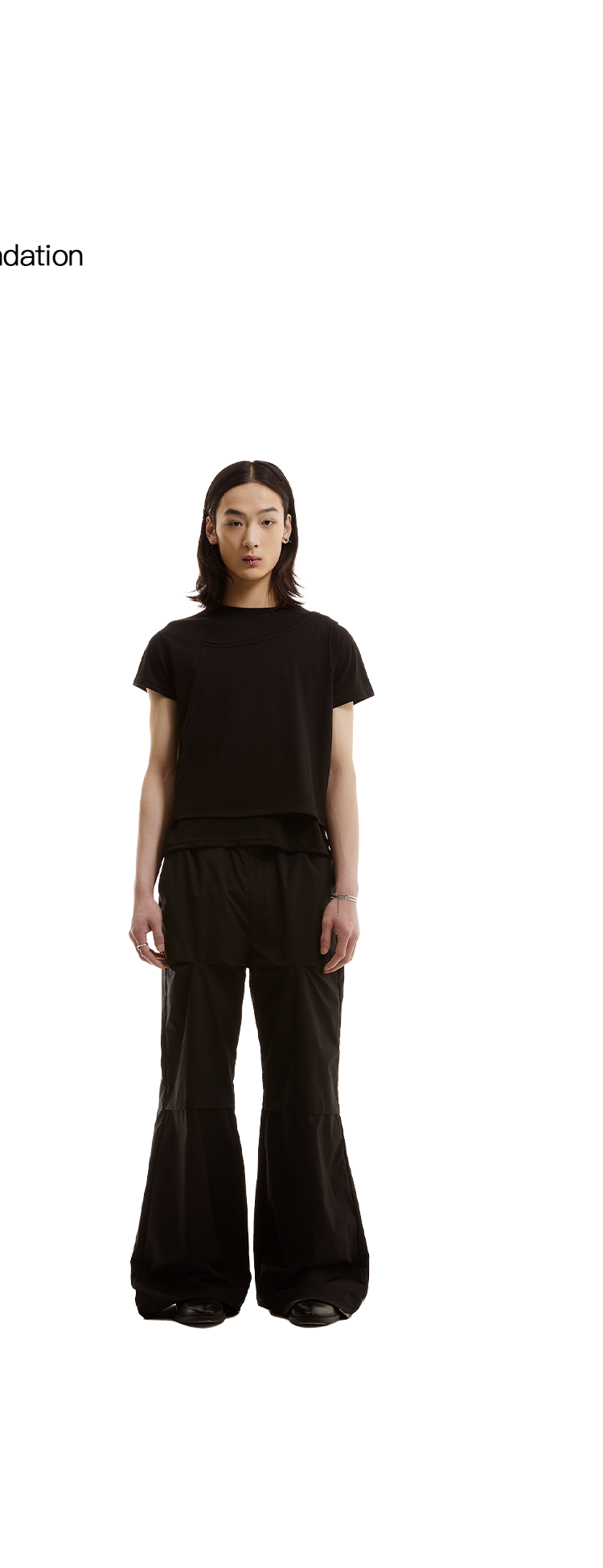 FUNKYFUN Three-layer Pull-pleated Wide-waisted Straight-leg Trench Coat Casual Pants