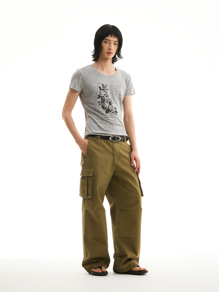 FUNKYFUN Flower Slogan Printing Comfortable Soft Skin Tee
