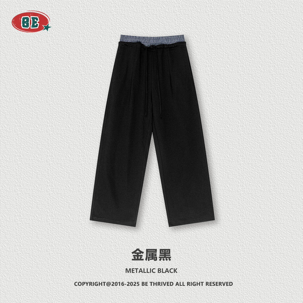 BE Women's Style Spliced Double Waistband Sports Straight Leg Sweatpants