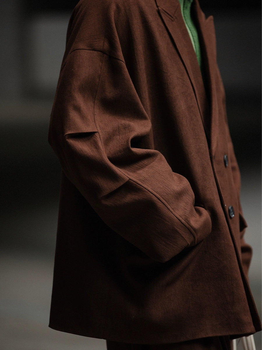 NOEARS Vintage Double-breasted Loose Casual Blazer