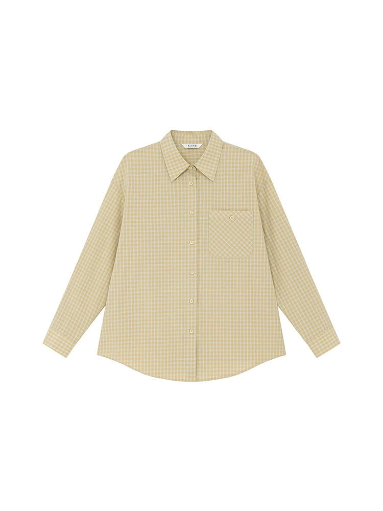 KANO Plaid Bag Long-sleeved Loose Shirt